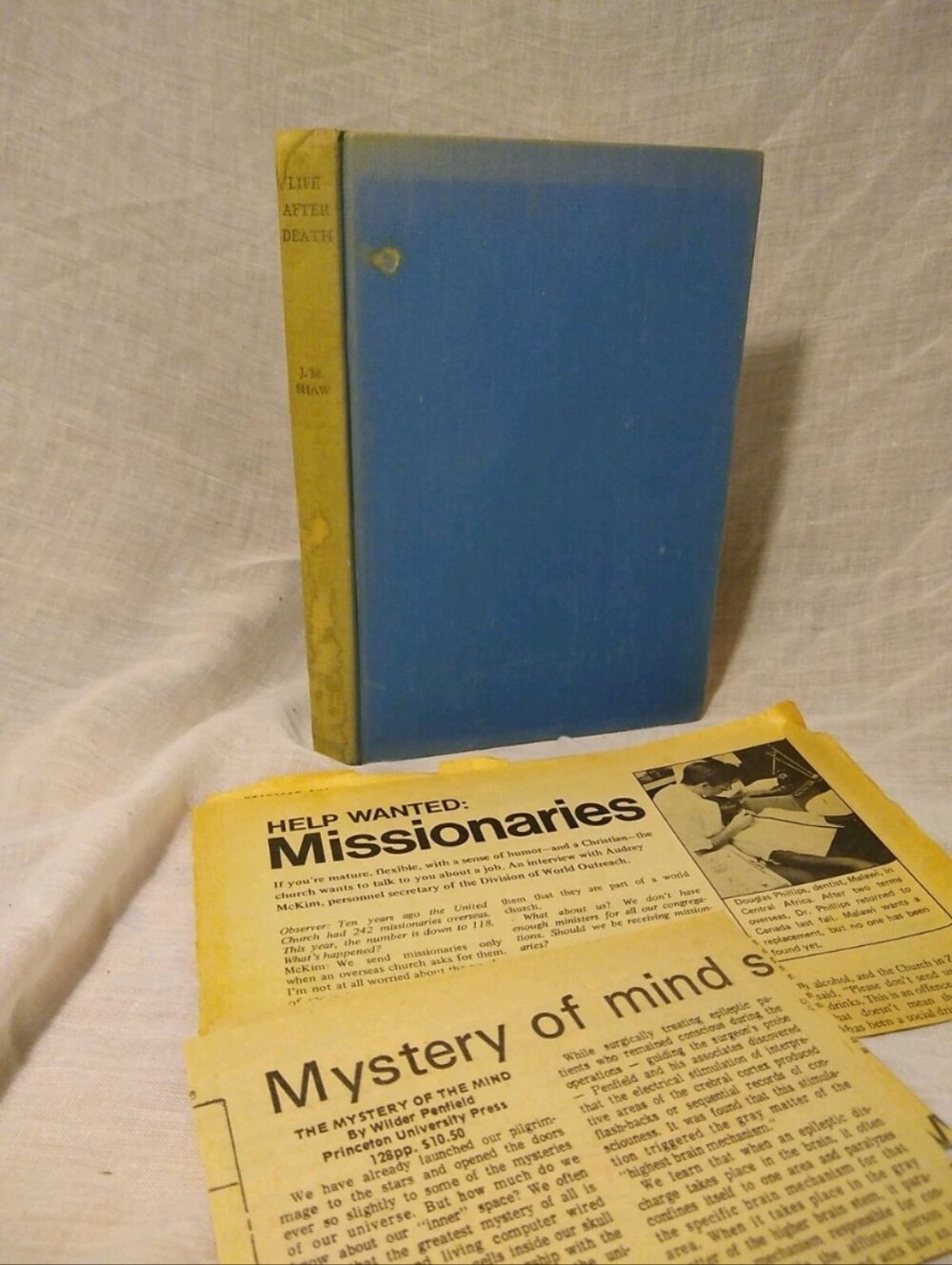 Life After Death by J. M. Shaw 1940s Hardcover (BONUS 1970s News clippings)